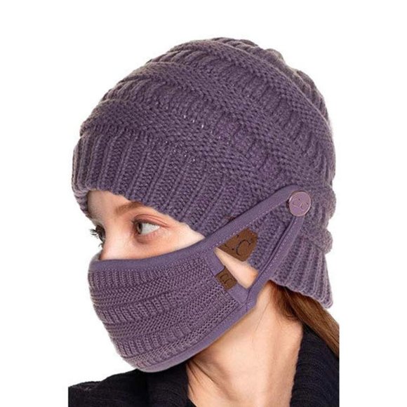 Boutique Accessories - CC Unisex Thick Soft Knit Beanie + Knit Facemask